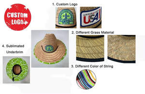 Sombrero de Playa de Paja de Algodón para Niños con Logotipo Personalizado al por Mayor, Diseño de Bandera Americana de Ala Ancha - Product Image 6