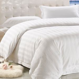 Disesuaikan 5 Bintang gaya Hotel selimut penutup Set putih bergaris tempat tidur dengan 100% katun gaya Modern untuk penggunaan rumah atau rumah sakit - Product Image 2