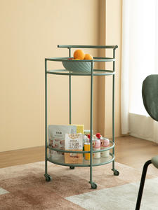 नॉर्डिक यूरोप पोर्टेबल उपयोगिता जंगम लोहे 2 स्तरीय ट्राली रोलिंग गाड़ी बार गाड़ी रैक भंडारण के साथ पहियों - Product Image 3