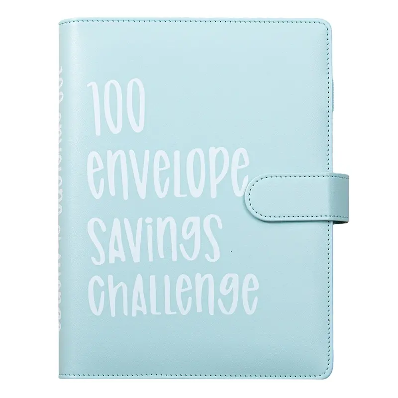 100 Envelope Savings Challenge Binder Macaron Planner Binder 6 Rings A5 Pu Leather Budget Binder Notebook