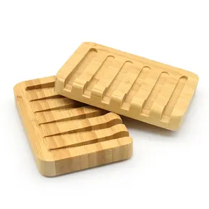 Best Selling Eco Friendly Bamboo Soap Dish Nonskid Bar Soap Holder With Self Draining Tray