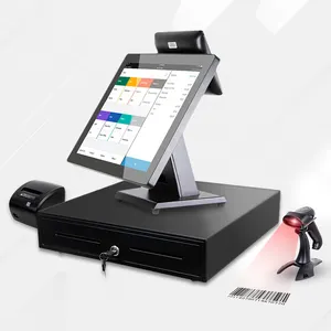 نظام POS الكل في واحد 17 بوصة POS kasse اللمس شاشة آلة نقاط البيع ماكينة تسجيل المدفوعات النقدية لمطعم سوبر ماركت نقطة من بيع