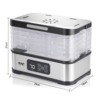 RAF R.6807 240W Voedseldehydrator met 5 lagen, digitaal display en stille werking voor fruit, vlees, kruiden, noten, bloemen en snacks voor thuisgebruik