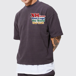 เสื้อยืดผู้ชายทรงโอเวอร์ไซส์ แขนเสื้อแบบดรอปโชว์เดอร์ ผ้าฝ้ายคุณภาพสูง 100% สีดำ  แบบเรียบ  รับสกรีนลายกราฟิก เสื้อผ้าผู้ชายขายส่ง - Product Image 1