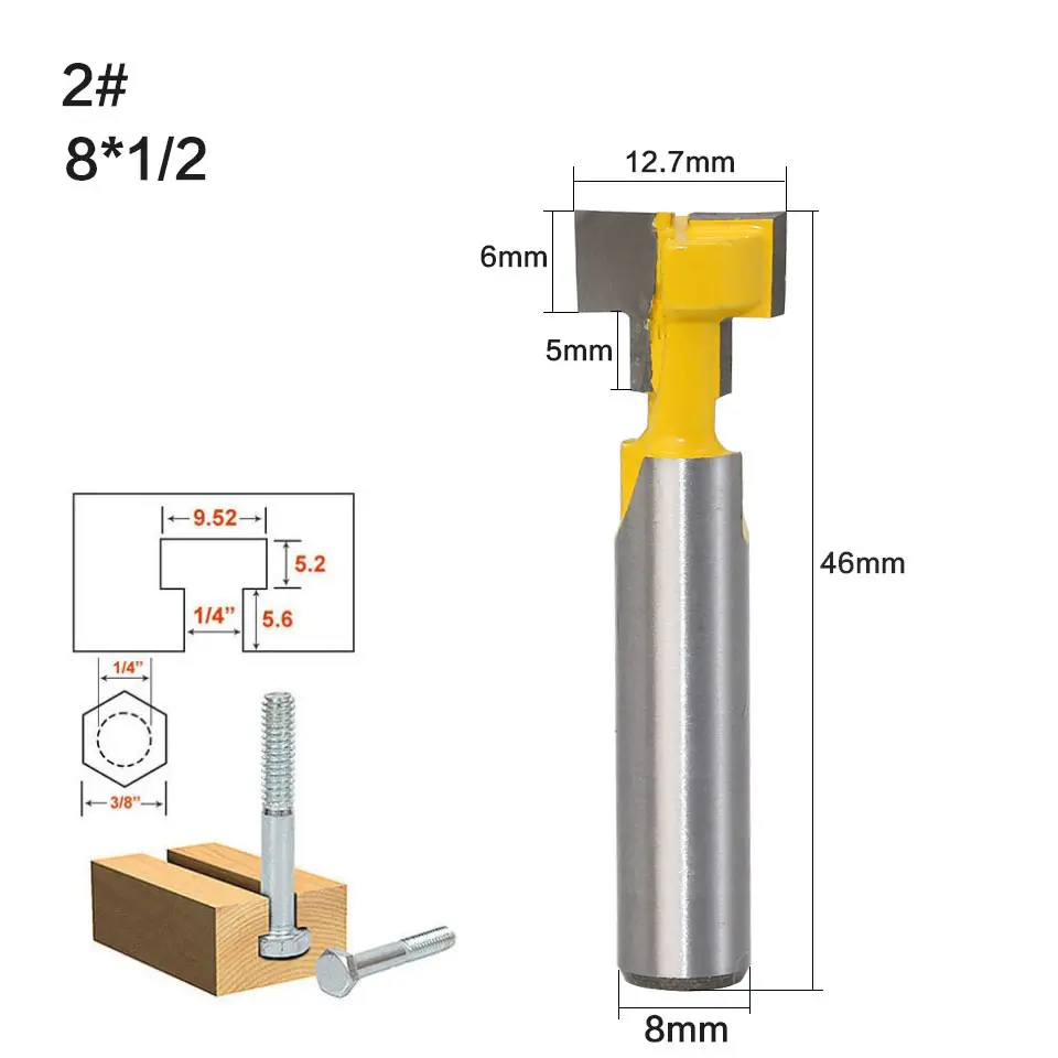 8 millimetri Shank Cutter Router Bit Hex Bullone T Sbozzare Fresa Per Legno Lavorazione Del Legno Strumento