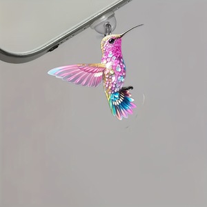 Pendentif anti-poussière 2D plat en acrylique coloré motif colibri pour connecteur <span class=keywords><strong>Lightning</strong></span> iPhone et connecteur ovale Type-C - Product Image 2