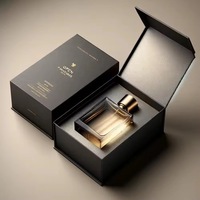 Boîte cadeau magnétique noire en carton rigide avec insert en mousse pour emballage de parfum et de bougies, logo personnalisé