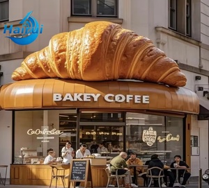 Sculpture de <span class=keywords><strong>croissant</strong></span> en fibre de verre pour façade de boulangerie, décoration artistique confortable et ludique pour devanture de magasin, statue en forme de pain - Product Image 5