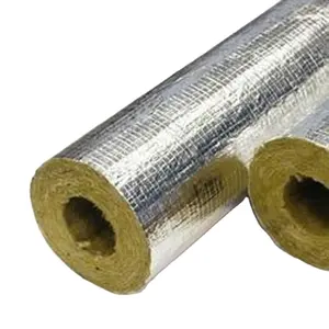 Tube d'isolation acoustique pour absorption de laine minérale, 12mm, résistant à la chaleur, bouteille de laine de rock avec feuille d'aluminium