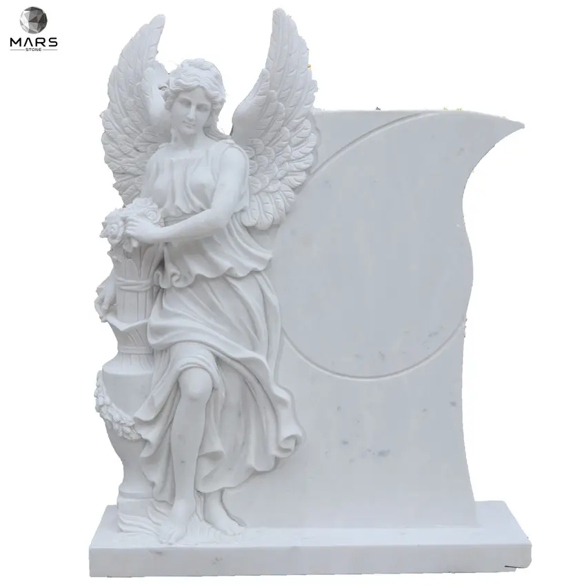 Customization Cemetery Products Angel Lean On Marble Granite Tombstone Monument For Sale