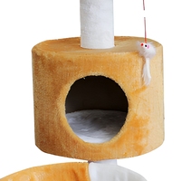 Arbre à chat d'intérieur moderne de 40 cm, écologique, à 2 niveaux, design cactus, avec perchoir en peluche, sisal et bois, niche privée pour chat, petit carton