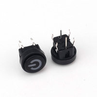 Boutons-poussoirs momentanés étanches à LED, 6*6*8.5mm, 5 broches, 12V, à tête plate, avec bornes traversantes