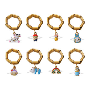 Stainless Steel Gold Plated Pendant <b>Ring</b> With <b>Cartoon</b> Charms Unisex Jewelry Gift - Product Image 5