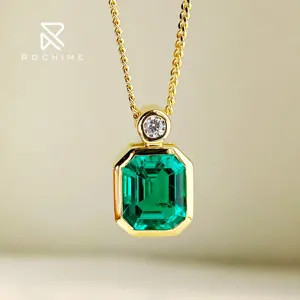 Rochime Custom Zilveren Sieraden Ketting 925 Sterling 18K Goud Vermeil Lab Gegroeid Smaragd Parfum Flesvormige Kettingen