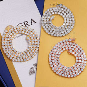 सबसे कम कीमत vv मोइससानाइट टेनिस चेन फाइन गहने 2 मिमी-6.5 मिमी स्टॉक में 925 सिल्वर ग्रा मोइससानाइट टेनिस चेन हार - Product Image 1