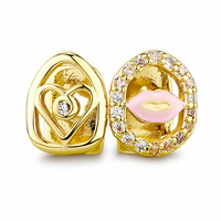 Bestseller transfrontalier Double-grillz en laiton ajouré avec zircon ovale croisé, bijoux hip-hop style urbain pour hommes
