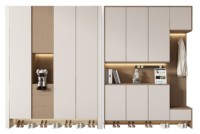 Armoire de rangement de luxe pour chaussures avec éclairage LED et vitrine en verre, banc d'entrée pour couloir, salon, meuble de maison, armoire sur mesure