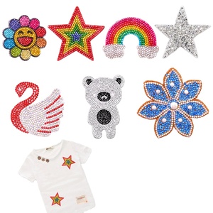 複数の形ラインストーンパッチ衣料品バッジ用ホットフィックスハートひまわりユニコーンDIYアイロンアップリケラインストーン装飾 - Product Image 2