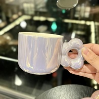 Tasse nacrée tasses à café et soucoupe ensemble tasse à thé fleurs mignon Logo personnalisé cadeaux cadeau nuage céramique inductif arc-en-ciel couleur