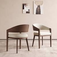 Chaises de salle à manger MULIGNA, best-seller, avec structure en bois massif et accoudoirs rembourrés en coton et lin, pour hôtels et restaurants