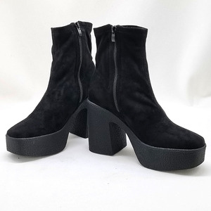 Stivaletti alla caviglia in pelle scamosciata da donna all'ingrosso 2022 nuovi stivali neri con <span class=keywords><strong>tacco</strong></span> <span class=keywords><strong>alto</strong></span> stivali invernali da donna - Product Image 2