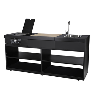 Encimera de Cocina Negra en Oferta, Encimera Larga de Acero Inoxidable con Grifo - Product Image 3