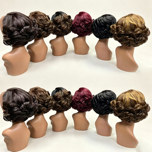 Promotion 31.7$ Letsfly 190gram 12A Pixie Cut 13x4 Short Loose Lace <b>Front</b> <b>Wig</b> 2# Natural Human Hair <b>Wig</b> for Black Women - Product Image 3