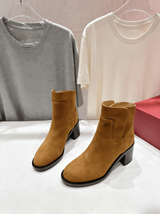 Botines de Tacón Cuadrado con Punta Redonda y Elástico Lateral para Mujer, Ideales para el Trabajo y Fiestas, Estilo Valentino - Product Image 3