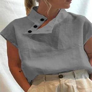 Chemisiers pour femmes Fashion Short Sleeve Elegant White Shirt Summer Casual Oversized <span class=keywords><strong>Chic</strong></span> Tunic Blouse - Product Image 2