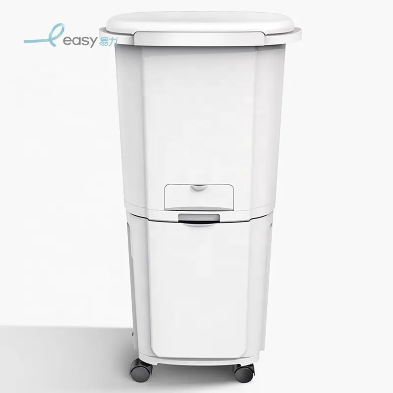 Xiao Mi Style Japanese Style 2 Tiers Household Dry Wet Waste Double Trash Bins Plastic 3