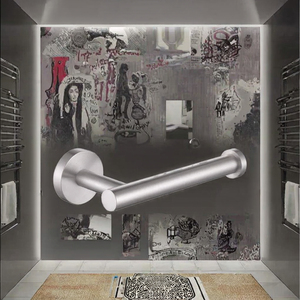 Wholesale Modern Wall-Mounted Bathroom <b>Set</b> with Self-Adhesive Stainless Steel Toilet Paper Holder and Roll Paper Rack - Product Image 3