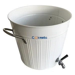 China supplier bar accessories Round Metal Beer Ice Buckets With Water Tap