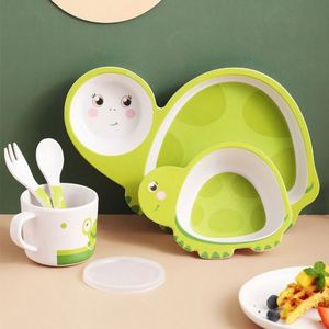 Ensemble de vaisselle en fibre de bambou pour bébé, alimentation, dessin animé, animaux, vaisselle écologique pour enfants, couverts biodégradables - Product Image 2