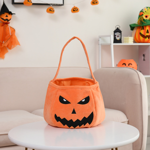 Bolsa de Halloween para dulces con asa, cesta reutilizable de calabaza para dulces, cubo de Halloween, bolsa de dulces, cubo de terciopelo plegable y bonito - Product Image 4