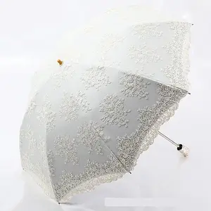 Spitzens tickerei Sonnenschirm Prinzessin Regenschirm zwei oder drei faltbare frische Regen-und Sonnenschutz Regenschirm Hersteller