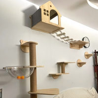Hamac mural en bois moderne et durable pour chat, antidérapant et confortable, avec structure d'escalade et perchoir, lit portable pour chats d'intérieur