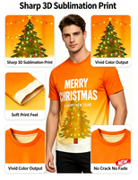 T-shirt décontracté unisexe à manches courtes avec imprimé 3D motif de Noël dégradé, nouveauté transfrontalière