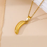 Trendy unisex roestvrijstalen ketting met 18K vergulde schakels en fruitbedel, cadeau