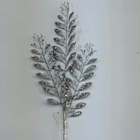 Branches de feuilles d'olivier scintillantes, poudre or et argent, fleurs artificielles pour couronnes de Noël, décorations d'arbre, de maison et de centre commercial, taille personnalisée