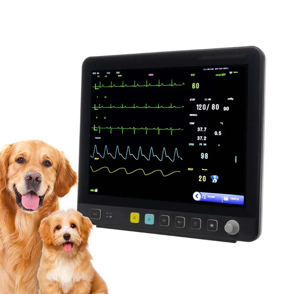 Precio de fábrica Monitor veterinario portátil de 15 pulgadas Signos vitales para mascotas personalizados Monitor veterinario Presión arterial Ecg