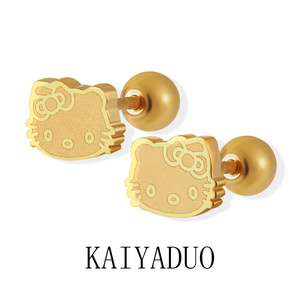 Nouveautés Offre Spéciale Style coréen <span class=keywords><strong>Niche</strong></span> doux et mignon Kt <span class=keywords><strong>chat</strong></span> vissage mode personnalisé polyvalent oreille os goujons boucles d'oreilles - Product Image 5