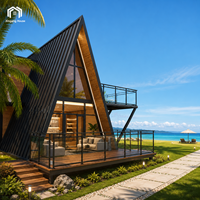 Maison préfabriquée triangulaire moderne de luxe, maisonnette modulaire ignifuge LGS pour projets hôteliers et de complexes hôteliers