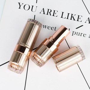 KH139 Ly <span class=keywords><strong>Mystory</strong></span> Tubes à rouge à lèvres vides de luxe roses fantaisie, en plastique, en forme de rayures, avec capuchon pompe or rose, diamètre 12,1 mm - Product Image 3