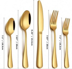 High-end Premium Silverware Knife Fork <b>Spoon</b> Gold Flatware Sets 304 Stainless Steel 5pcs Cutlery Set for Hotel Restaurant - Product Image 1