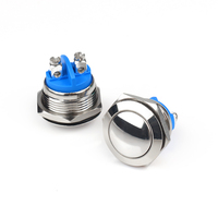 Interrupteur à bouton poussoir métallique 19 mm à tête haute, 1NO, laiton nickelé, IP67, momentané, SPST