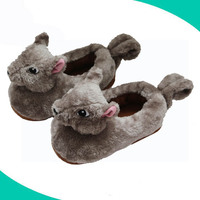 Pantoufles en peluche en forme d'animal pour l'intérieur, chaudes pour l'hiver, vente en gros, pantoufles personnalisées en peluche d'écureuil