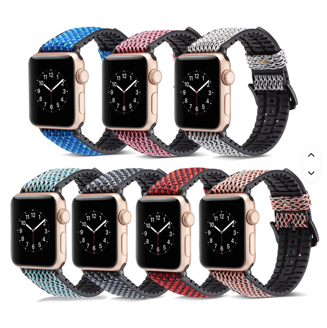 Leather Silica Gel Band for Apple Watch 38mm/42mm, IWatch Series 1 2 3 4 Replacement Strap With Stainless Steel Buckle