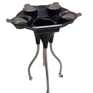 Wholesale Modern Black Plastic Beauty Salon Hotel School <b>Hair</b> Extension Tray <b>Trolley</b> Cart 4-Wheel Stable Dyeing Bowls - Product Image 4