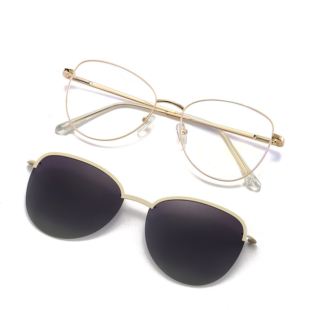 Sunglasses 2025 Fashion Luxury Custom Set Mirror Two-in-One Polarizing Myopia Magnet Elliptical Sunglasses for Men and Women