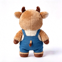 Vente en gros de jouet en peluche vache marron personnalisé avec salopette, jouet en peluche vache doux, animal en peluche vache
